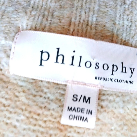 💚5/$25 Philosophy Light Pink Wool Blend Oversized Knit Sweater Size Small - Picture 3 of 7